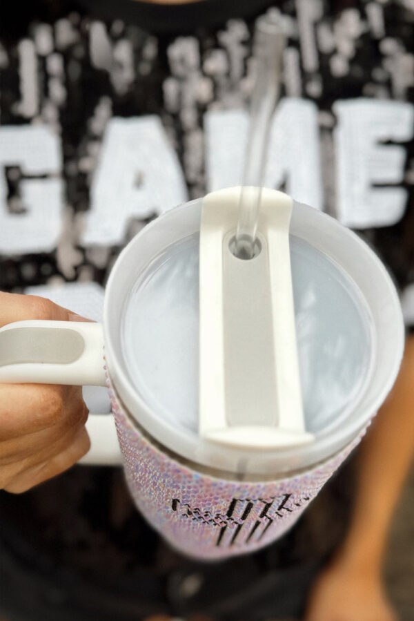 White GAME DAY Rhinestone Handle Large Tumbler 40oz - Image 2