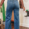 Sail Blue High Waist Button Fly Seamed Raw Hem Flare Jeans - Image 2