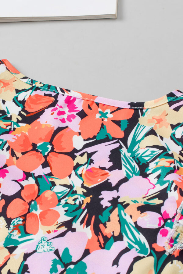 Multicolour Tiered Ruffled Sleeve Floral Blouse - Image 7