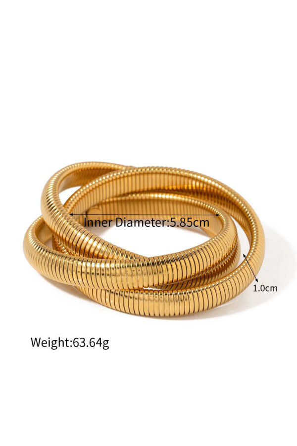 Gold 3 Layers Chunky Alloy Bangle - Image 5