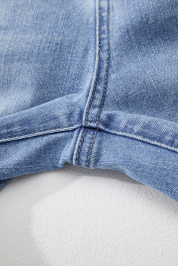 Beau Blue Mineral Wash Raw Hem High Waist Flared Jeans - Image 8