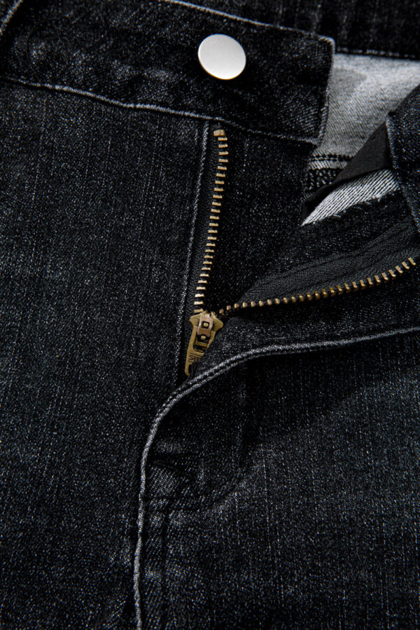 Carbon Grey Mineral Wash Raw Hem High Waist Flared Jeans - Image 7