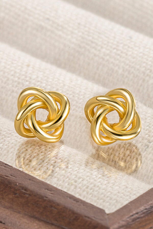 Gold Minimalism Knotted Stud Earrings - Image 2