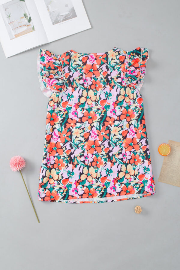Multicolour Tiered Ruffled Sleeve Floral Blouse - Image 3