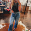 Ashleigh Blue Mineral Wash High Waist Bell Bottom Crop Jeans - Image 4