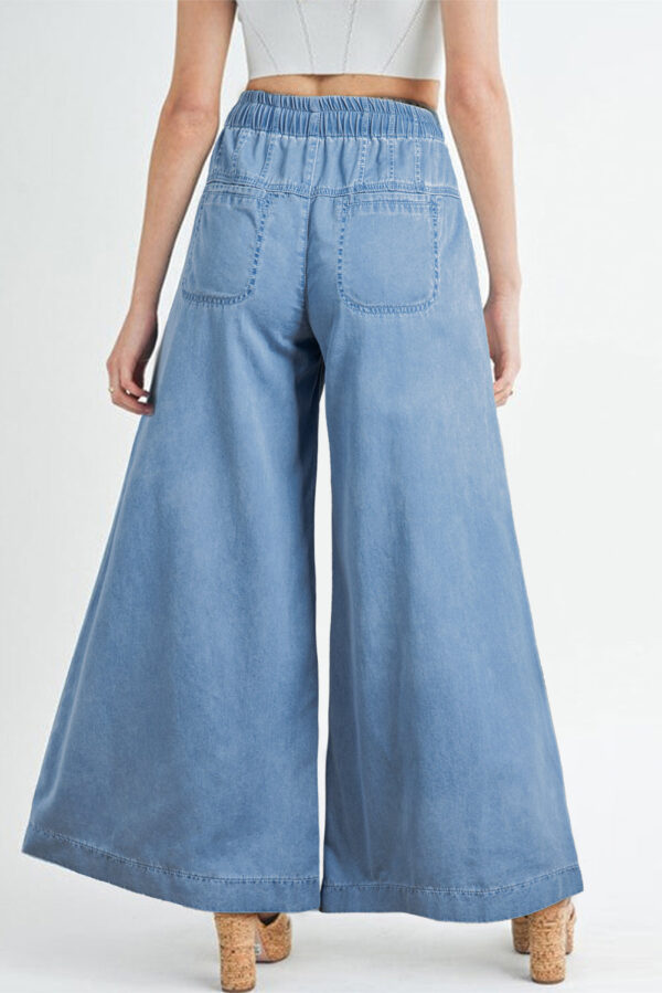Beau Blue Mineral Wash Button Fly Waist Wide Leg Jeans - Image 2