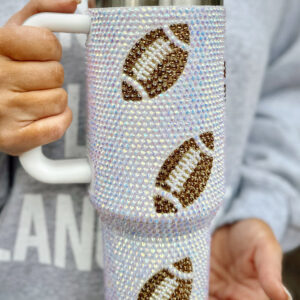 White Game Day Rugby Football 40oz Tumbler