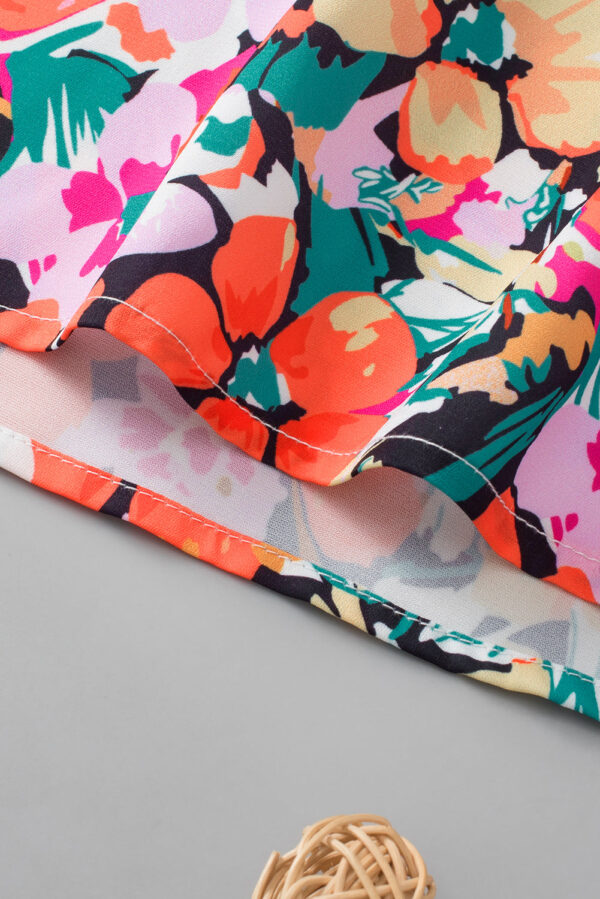 Multicolour Tiered Ruffled Sleeve Floral Blouse - Image 8