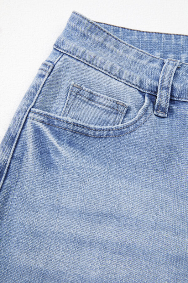 Beau Blue Mineral Wash Raw Hem High Waist Flared Jeans - Image 7