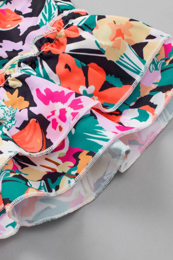 Multicolour Tiered Ruffled Sleeve Floral Blouse - Image 5