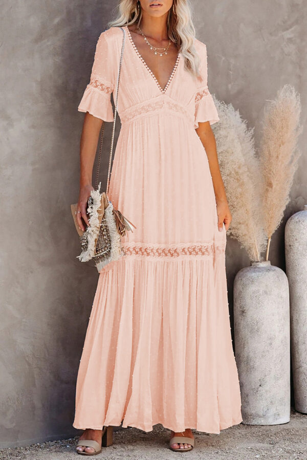 Swiss Dot Lace Trim Maxi Dress - Image 10