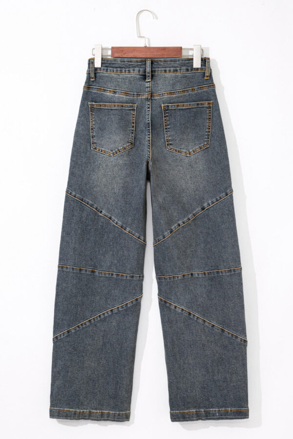 Sail Blue Exposed Stitching Loose Straight High Waist Jeans - Image 7
