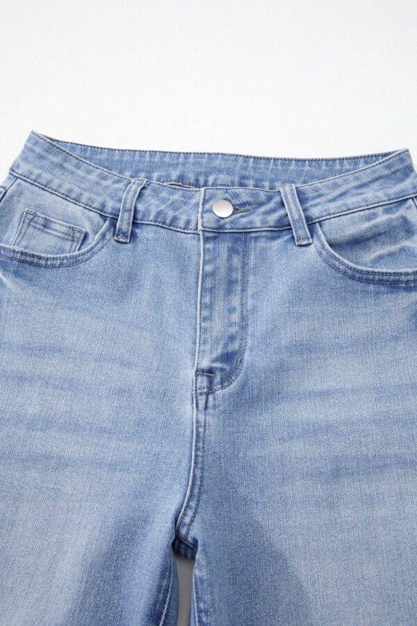 Beau Blue Mineral Wash Raw Hem High Waist Flared Jeans - Image 5