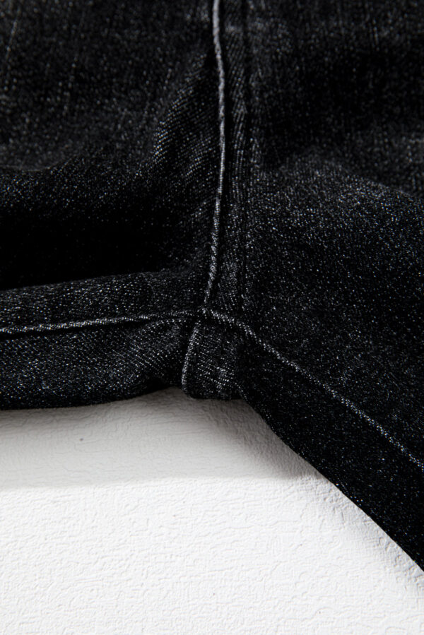 Carbon Grey Mineral Wash Raw Hem High Waist Flared Jeans - Image 8