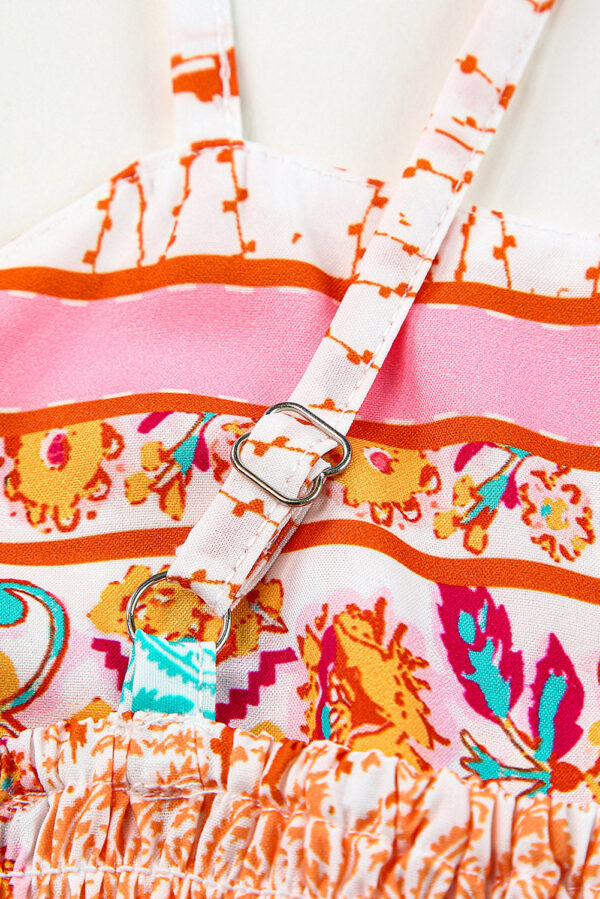 Multicolor Boho Patchwork Print Square Neck Sundress - Image 12