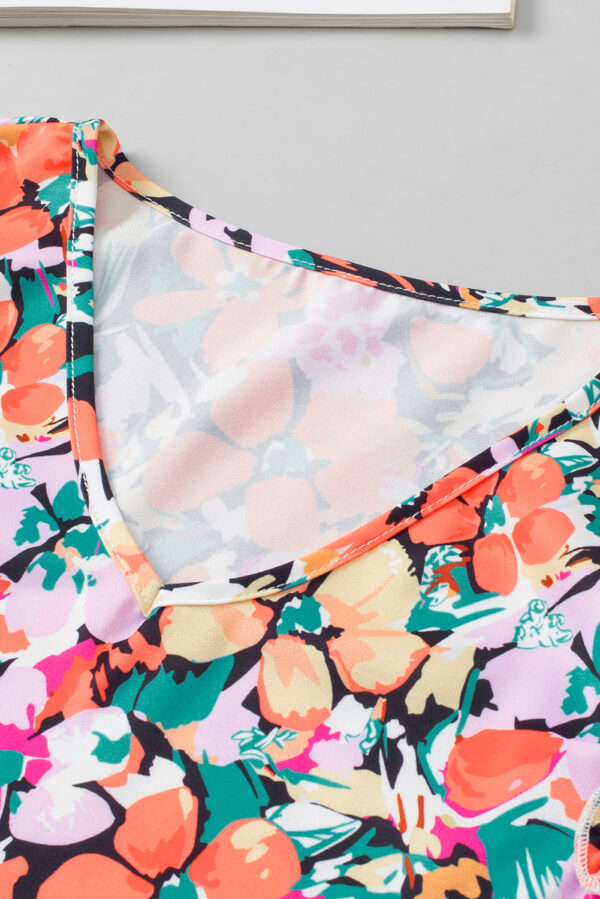 Multicolour Tiered Ruffled Sleeve Floral Blouse - Image 4