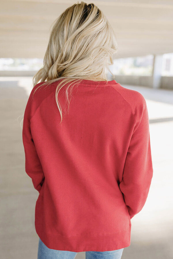 Fiery Red Chenille MERRY Christmas Raglan Sleeve Sweatshirt - Image 2