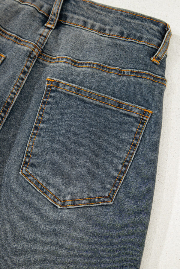 Sail Blue Exposed Stitching Loose Straight High Waist Jeans - Image 8