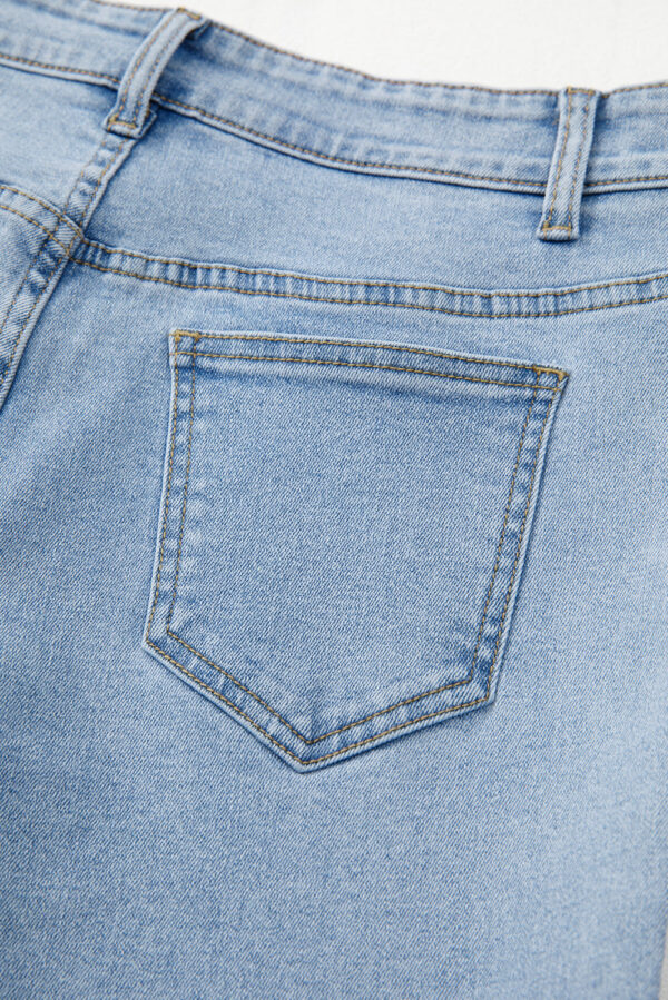 Beau Blue Bowknot Decor Boyfriend Cargo Jeans - Image 5