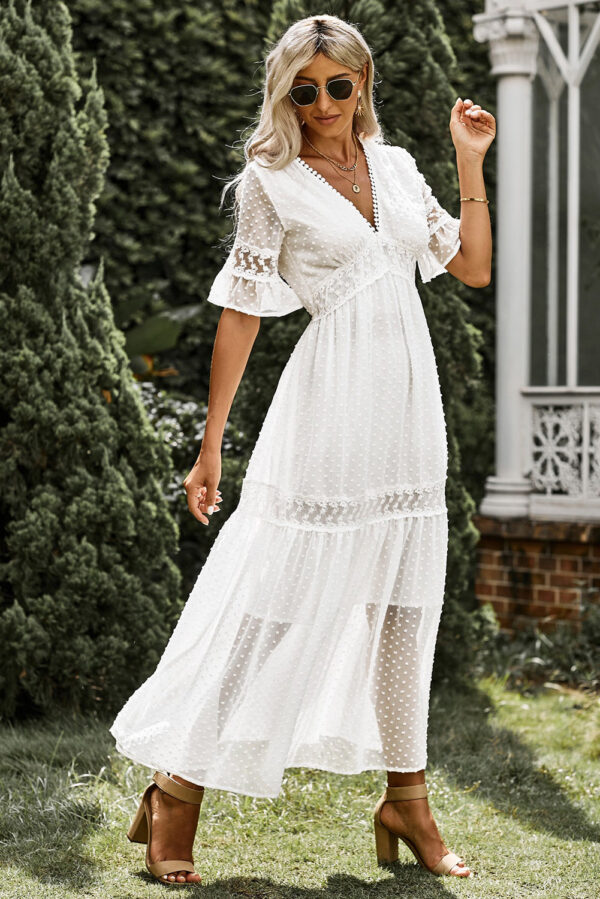 Swiss Dot Lace Trim Maxi Dress - Image 6