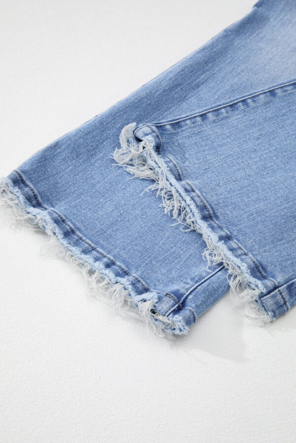 Beau Blue Mineral Wash Raw Hem High Waist Flared Jeans - Image 9