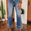 Ashleigh Blue Mineral Wash High Waist Bell Bottom Crop Jeans