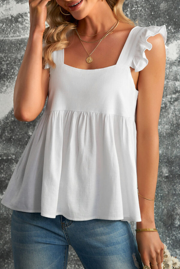 Khaki Flutter Shoulder Babydoll Top - Image 9